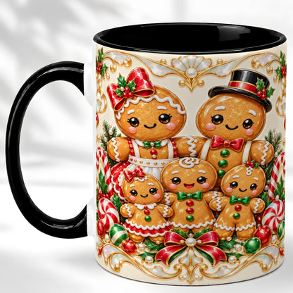 #pl[11oz|Black] Gingerbread Family Coffee Mug, Christmas Cookie Mug, Ceramic Cup