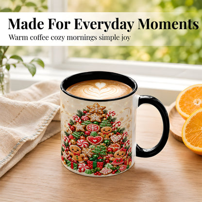 #pl[11oz|Black] Gingerbread Christmas Tree Coffee Mug, Holiday Cookie Mug, Ceramic Cup