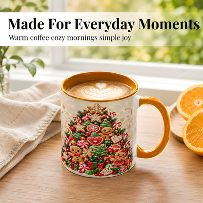 #pl[11oz|Orange] Gingerbread Christmas Tree Coffee Mug, Holiday Cookie Mug, Ceramic Cup