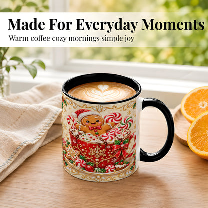 #pl[11oz|Black] Gingerbread Cocoa Coffee Mug, Christmas Candy Mug, Ceramic Cup