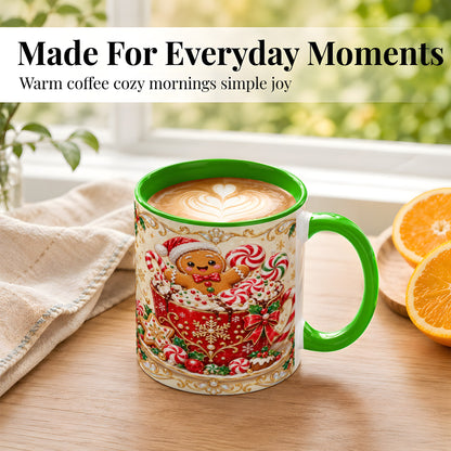 #pl[11oz|Green] Gingerbread Cocoa Coffee Mug, Christmas Candy Mug, Ceramic Cup