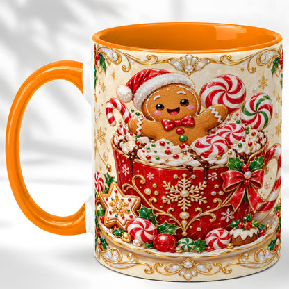 #pl[11oz|Orange] Gingerbread Cocoa Coffee Mug, Christmas Candy Mug, Ceramic Cup