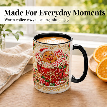 #pl[15oz|Black] Gingerbread Cocoa Coffee Mug, Christmas Candy Mug, Ceramic Cup
