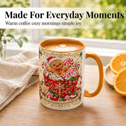 #pl[15oz|Orange] Gingerbread Cocoa Coffee Mug, Christmas Candy Mug, Ceramic Cup