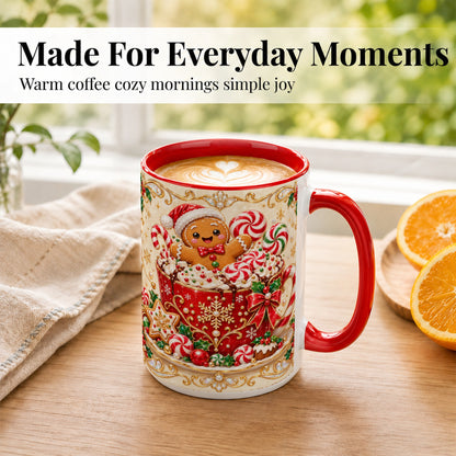 #pl[15oz|Red] Gingerbread Cocoa Coffee Mug, Christmas Candy Mug, Ceramic Cup