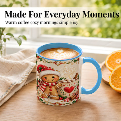 #pl[11oz|Blue] Gingerbread Hot Cocoa Coffee Mug, Christmas Cookie Mug, Ceramic Cup
