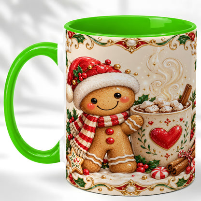 #pl[11oz|Green] Gingerbread Hot Cocoa Coffee Mug, Christmas Cookie Mug, Ceramic Cup