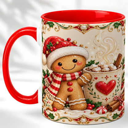 Gingerbread Hot Cocoa Coffee Mug, Christmas Cookie Mug, Ceramic Cup