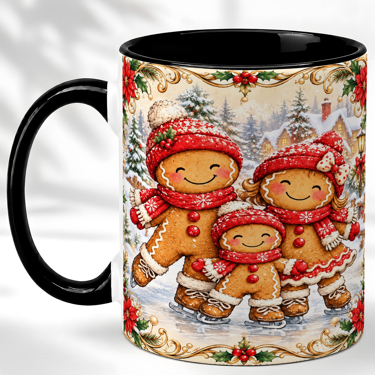 #pl[11oz|Black] Gingerbread Family Coffee Mug, Christmas Mug, Ceramic Cup