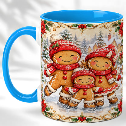 #pl[11oz|Blue] Gingerbread Family Coffee Mug, Christmas Mug, Ceramic Cup