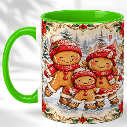 #pl[11oz|Green] Gingerbread Family Coffee Mug, Christmas Mug, Ceramic Cup