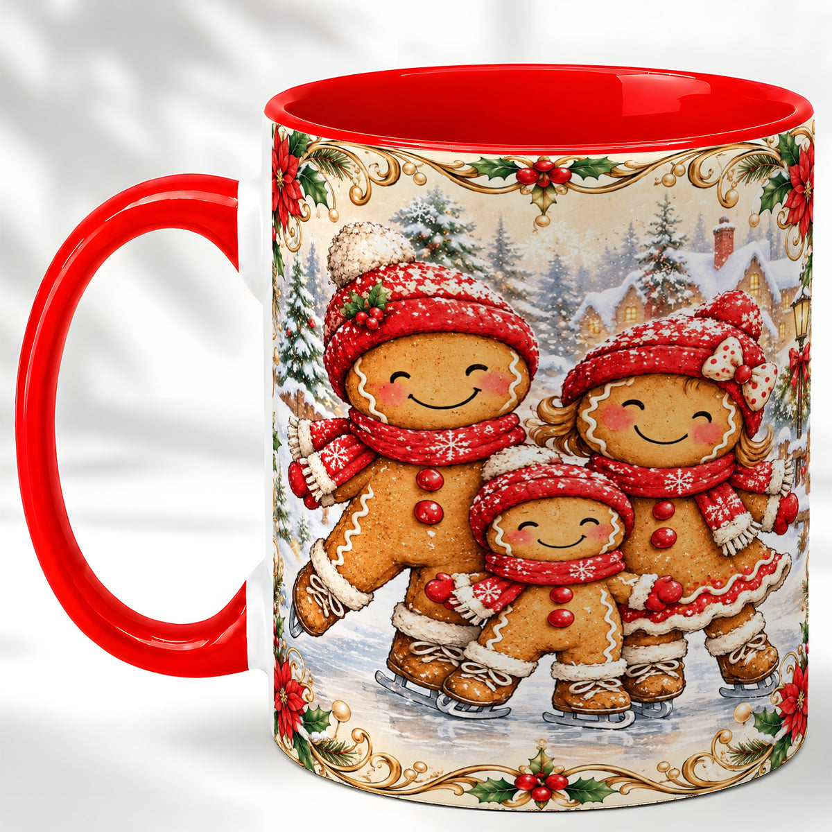 Gingerbread Family Coffee Mug, Christmas Mug, Ceramic Cup