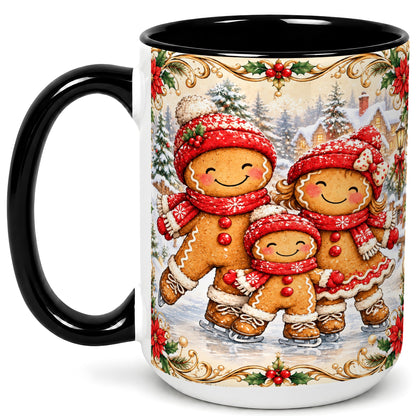 #pl[15oz|Black] Gingerbread Family Coffee Mug, Christmas Mug, Ceramic Cup