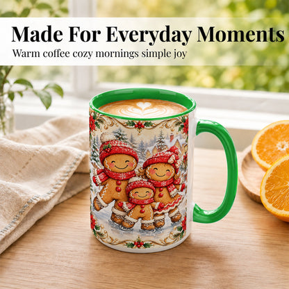 #pl[15oz|Green] Gingerbread Family Coffee Mug, Christmas Mug, Ceramic Cup