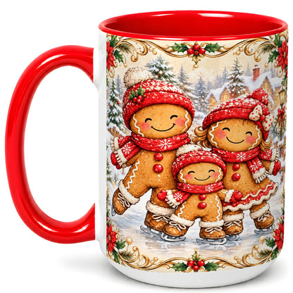 #pl[15oz|Red] Gingerbread Family Coffee Mug, Christmas Mug, Ceramic Cup