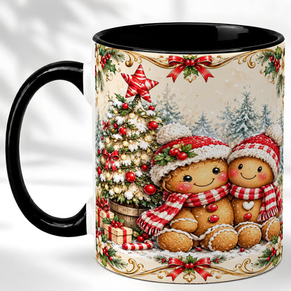 #pl[11oz|Black] Gingerbread Couple Coffee Mug, Christmas Mug, Ceramic Cup