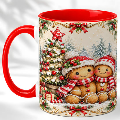 Gingerbread Couple Coffee Mug, Christmas Mug, Ceramic Cup