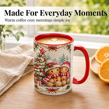 #pl[15oz|Red] Gingerbread Couple Coffee Mug, Christmas Mug, Ceramic Cup