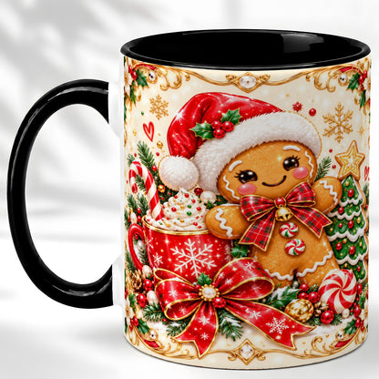 #pl[11oz|Black] Gingerbread Girl Coffee Mug, Christmas Mug, Ceramic Cup