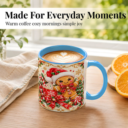 #pl[11oz|Blue] Gingerbread Girl Coffee Mug, Christmas Mug, Ceramic Cup