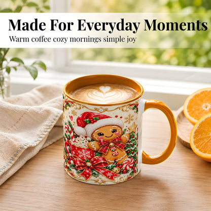 #pl[11oz|Orange] Gingerbread Girl Coffee Mug, Christmas Mug, Ceramic Cup
