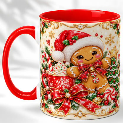 Gingerbread Girl Coffee Mug, Christmas Mug, Ceramic Cup