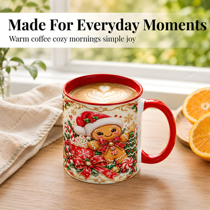 #pl[11oz|Red] Gingerbread Girl Coffee Mug, Christmas Mug, Ceramic Cup