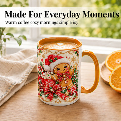 #pl[15oz|Orange] Gingerbread Girl Coffee Mug, Christmas Mug, Ceramic Cup