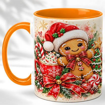 #pl[11oz|Orange] Gingerbread Christmas Coffee Mug, Holiday Cookie Mug, Ceramic Cup