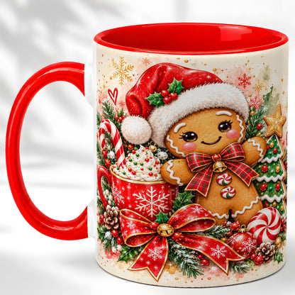 Gingerbread Christmas Coffee Mug, Holiday Cookie Mug, Ceramic Cup