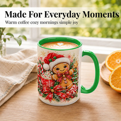 #pl[15oz|Green] Gingerbread Christmas Coffee Mug, Holiday Cookie Mug, Ceramic Cup