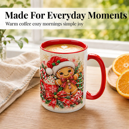 #pl[15oz|Red] Gingerbread Christmas Coffee Mug, Holiday Cookie Mug, Ceramic Cup