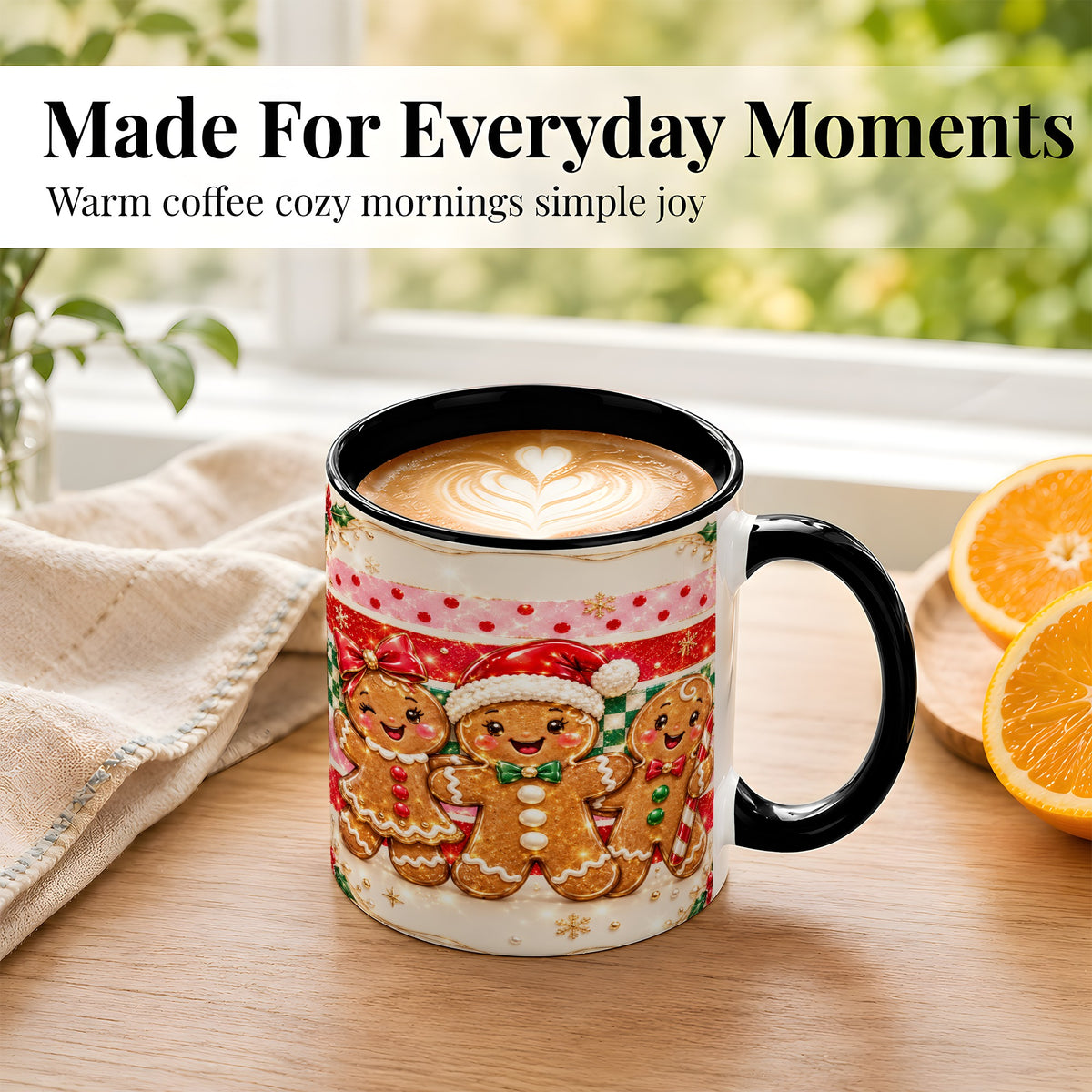 #pl[11oz|Black] Gingerbread Family Coffee Mug, Christmas Cookie Mug, Ceramic Cup