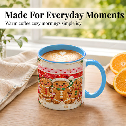 #pl[11oz|Blue] Gingerbread Family Coffee Mug, Christmas Cookie Mug, Ceramic Cup