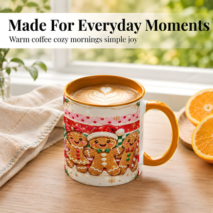 #pl[11oz|Orange] Gingerbread Family Coffee Mug, Christmas Cookie Mug, Ceramic Cup