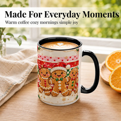 #pl[15oz|Black] Gingerbread Family Coffee Mug, Christmas Cookie Mug, Ceramic Cup