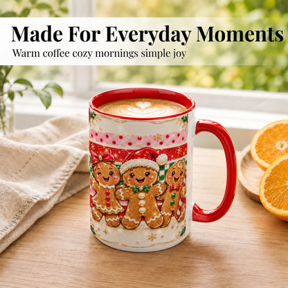 #pl[15oz|Red] Gingerbread Family Coffee Mug, Christmas Cookie Mug, Ceramic Cup