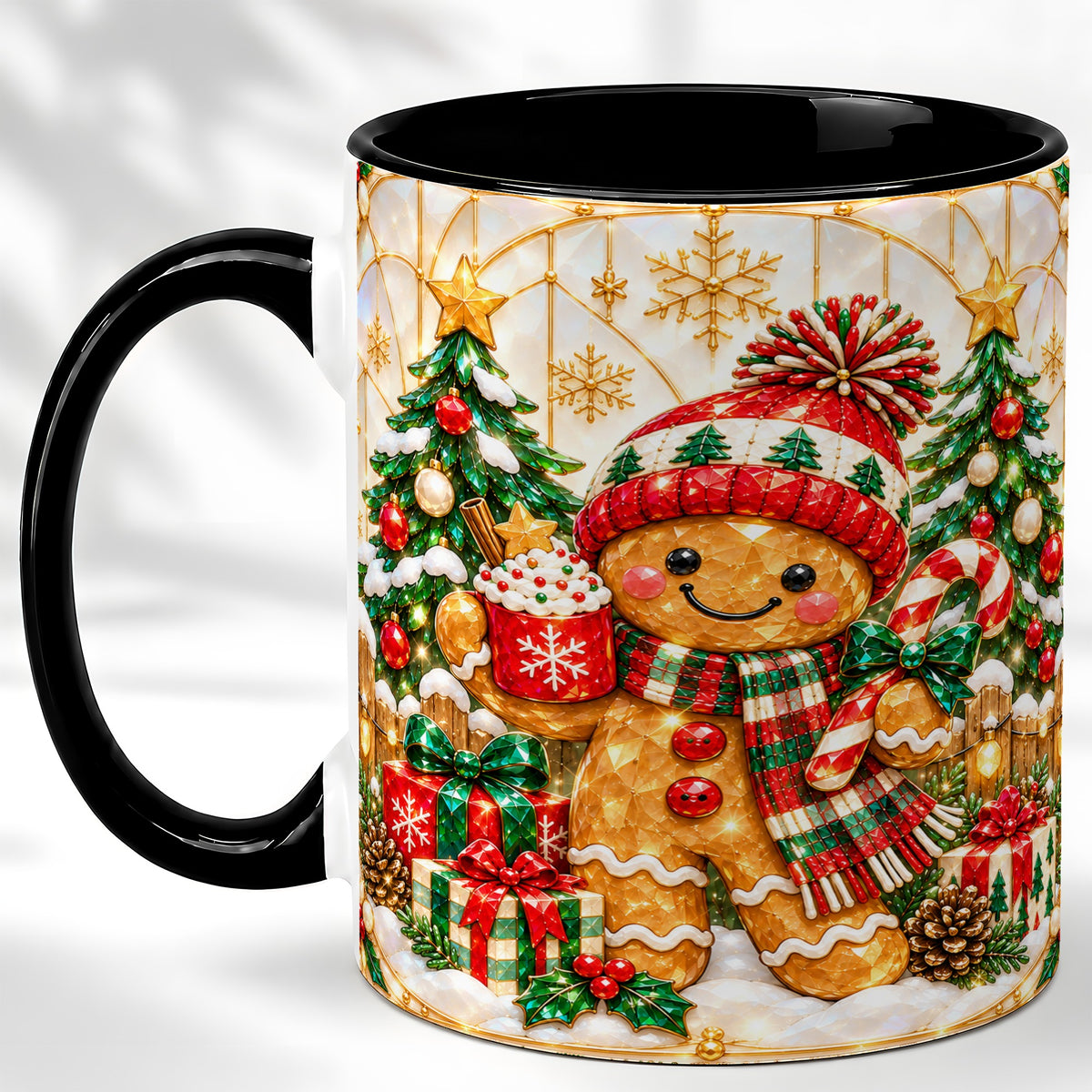 #pl[11oz|Black] Gingerbread Winter Coffee Mug, Christmas Cookie Mug, Ceramic Cup