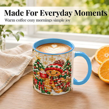 #pl[11oz|Blue] Gingerbread Winter Coffee Mug, Christmas Cookie Mug, Ceramic Cup