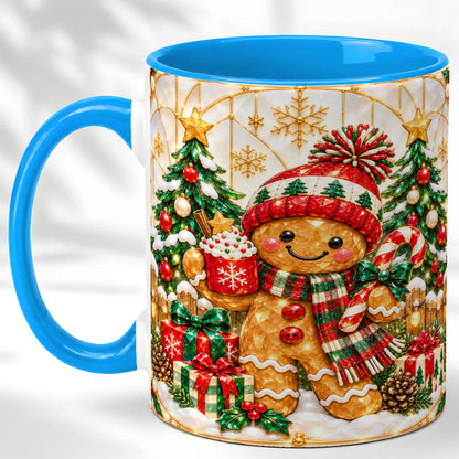 #pl[11oz|Blue] Gingerbread Winter Coffee Mug, Christmas Cookie Mug, Ceramic Cup