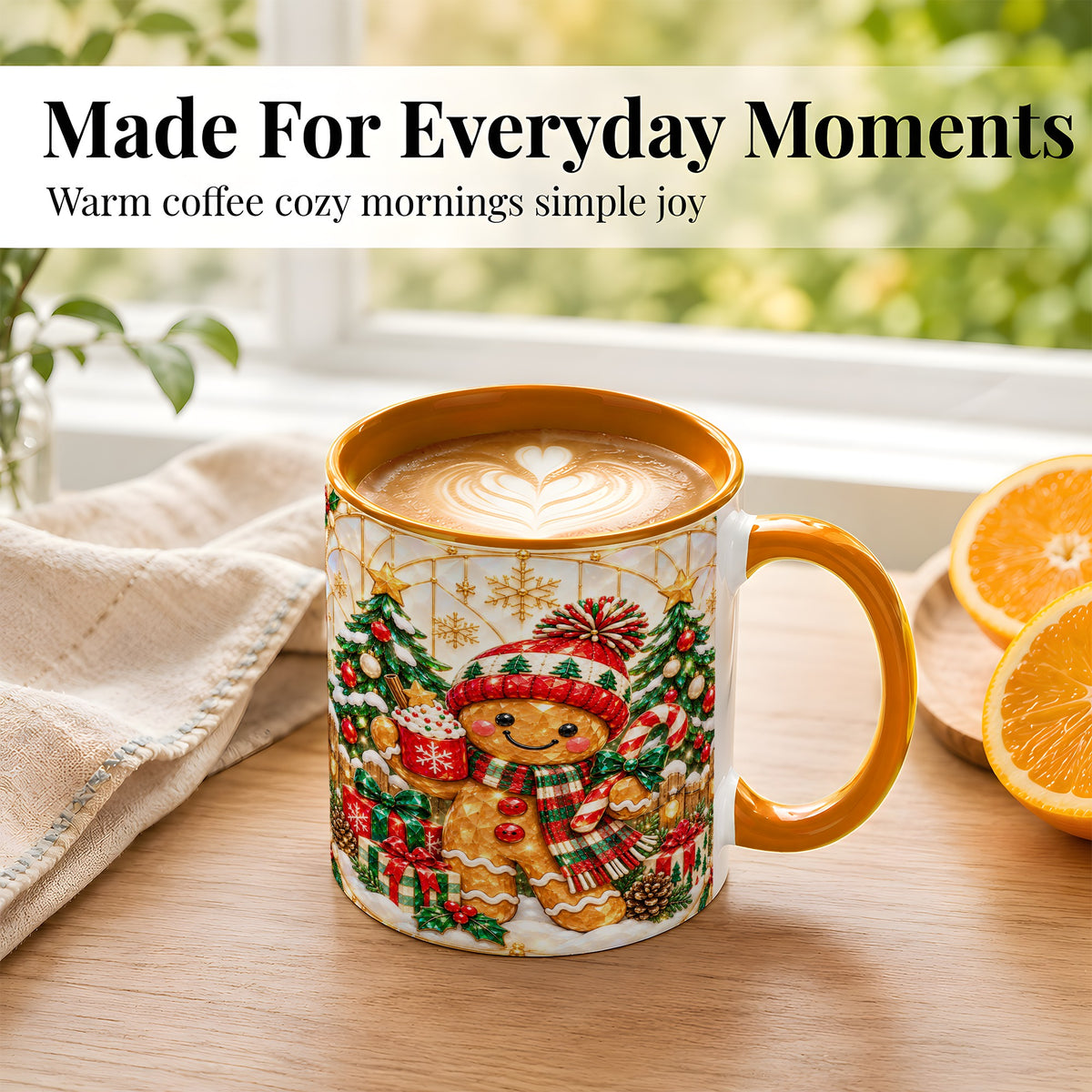 #pl[11oz|Orange] Gingerbread Winter Coffee Mug, Christmas Cookie Mug, Ceramic Cup