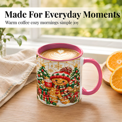 #pl[11oz|Pink] Gingerbread Winter Coffee Mug, Christmas Cookie Mug, Ceramic Cup