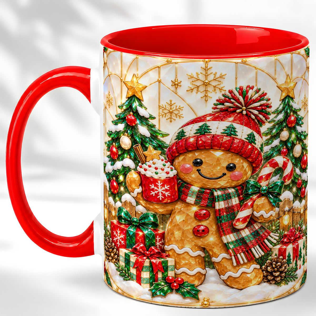 Gingerbread Winter Coffee Mug, Christmas Cookie Mug, Ceramic Cup