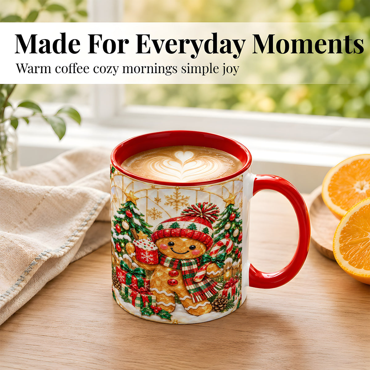 #pl[11oz|Red] Gingerbread Winter Coffee Mug, Christmas Cookie Mug, Ceramic Cup