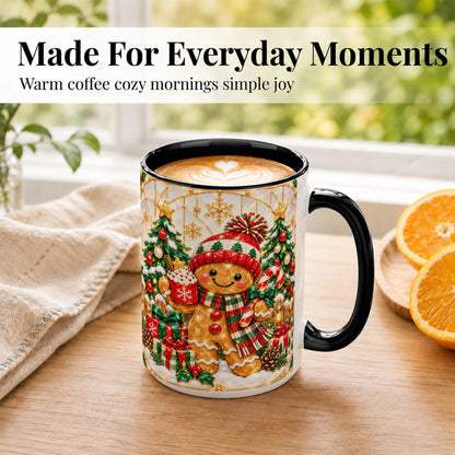 #pl[15oz|Black] Gingerbread Winter Coffee Mug, Christmas Cookie Mug, Ceramic Cup