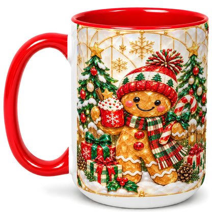 #pl[15oz|Red] Gingerbread Winter Coffee Mug, Christmas Cookie Mug, Ceramic Cup