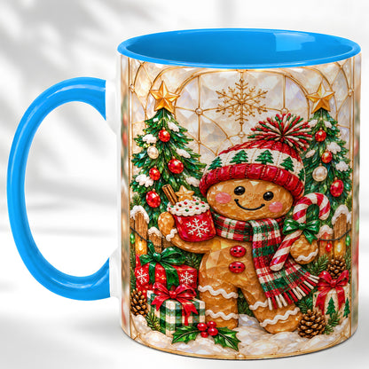 #pl[11oz|Blue] Gingerbread Christmas Coffee Mug, Holiday Cookie Mug, Ceramic Cup