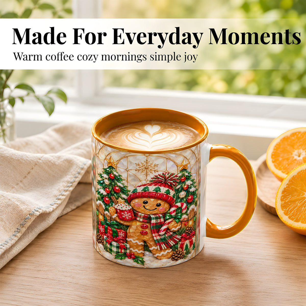 #pl[11oz|Orange] Gingerbread Christmas Coffee Mug, Holiday Cookie Mug, Ceramic Cup