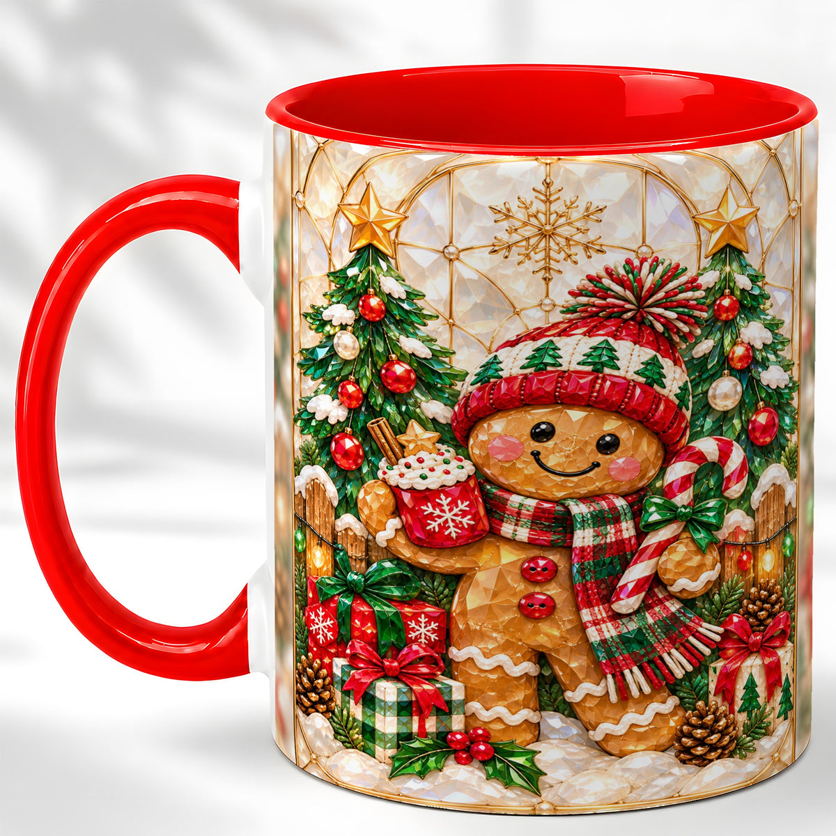 Gingerbread Christmas Coffee Mug, Holiday Cookie Mug, Ceramic Cup
