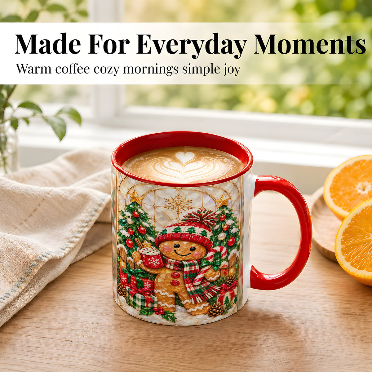 #pl[11oz|Red] Gingerbread Christmas Coffee Mug, Holiday Cookie Mug, Ceramic Cup